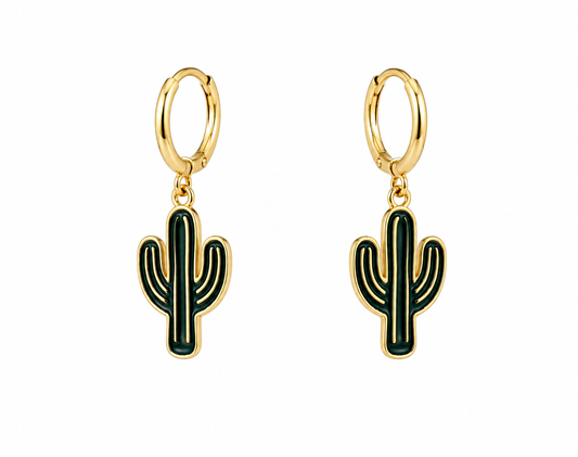 Botanical Cactus Huggie Earrings