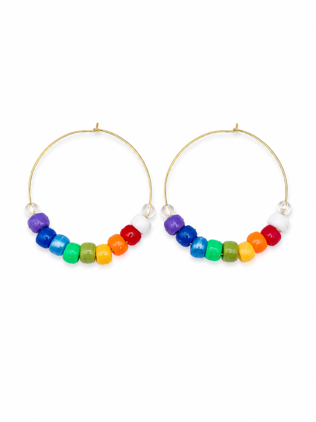 Rainbow Beaded Hoop Earrings