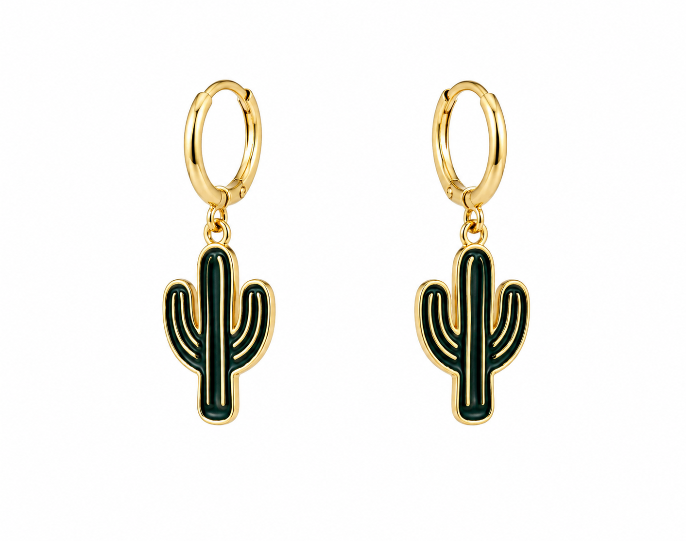 Botanical Cactus Huggie Earrings