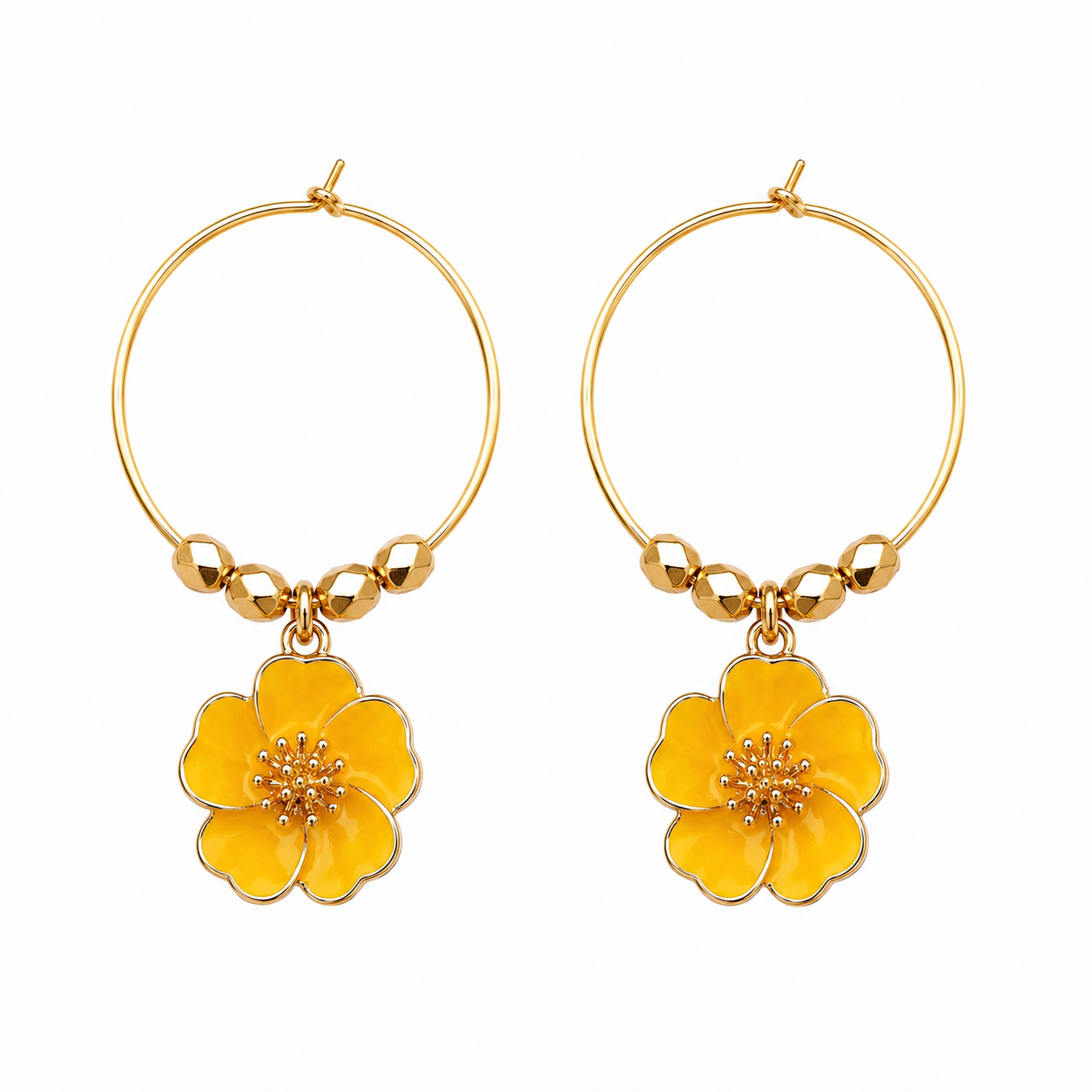 Gold Blossom Hoops