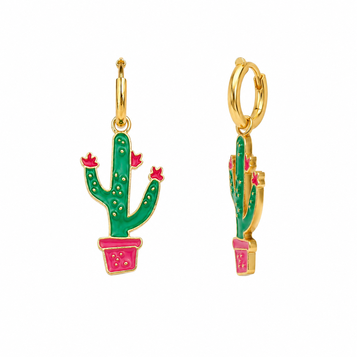 Botanical Cactus Huggie Earrings