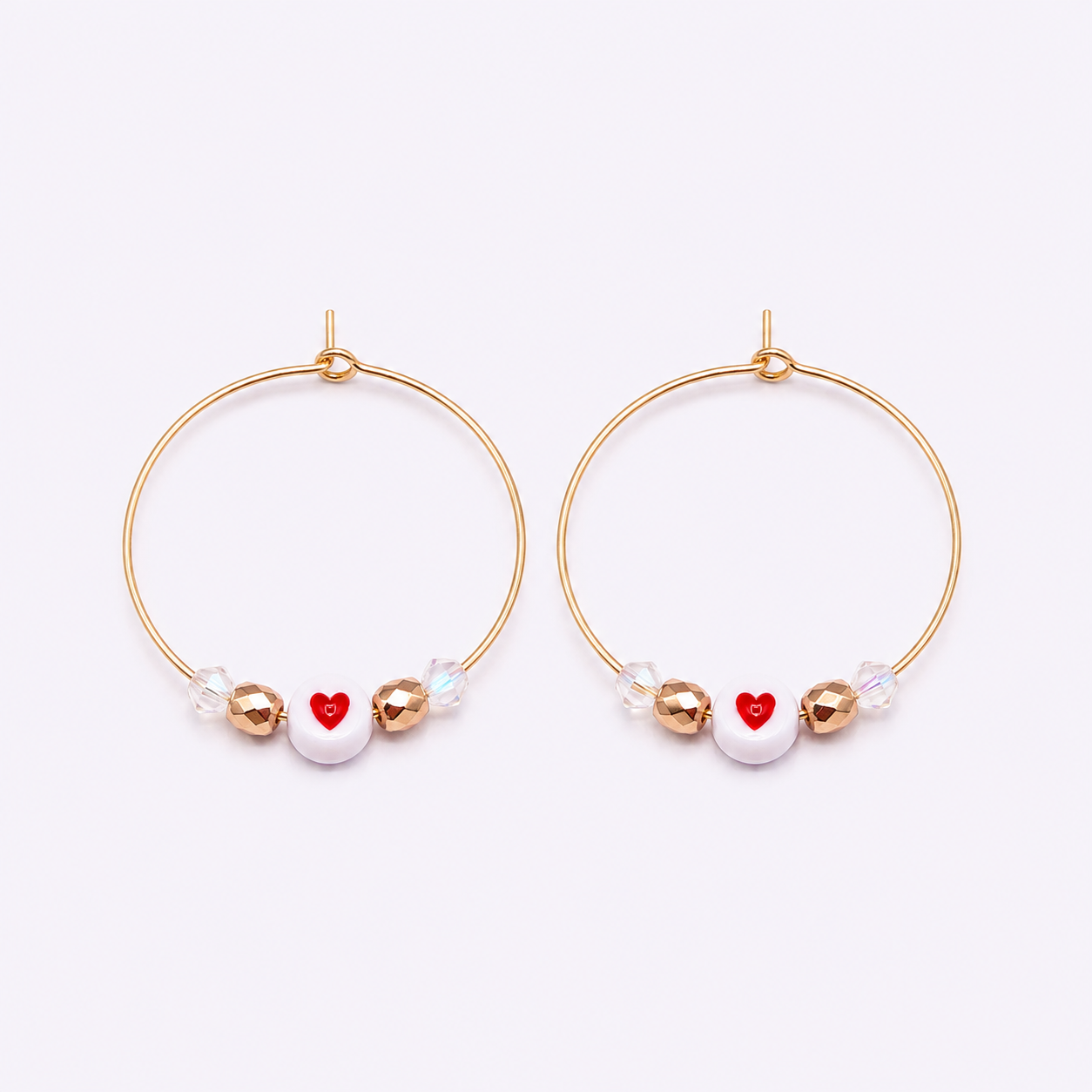Heart Crystal Hoop Earrings- Multiple Sizes