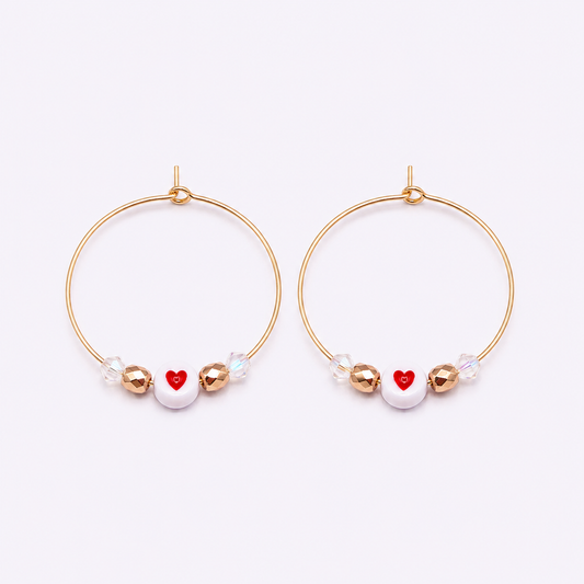 Heart Crystal Hoop Earrings- Multiple Sizes
