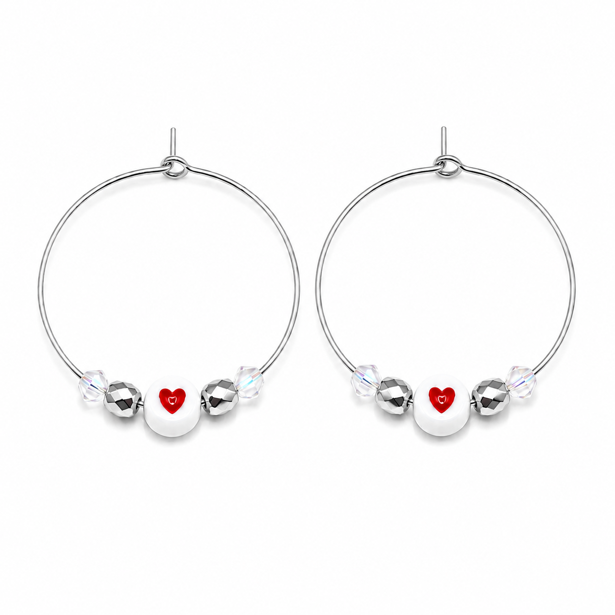 Heart Crystal Hoop Earrings- Multiple Sizes