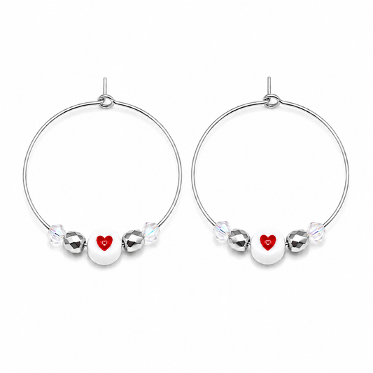 Heart Crystal Hoop Earrings- Multiple Sizes