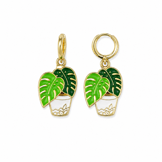 Monstera Plant Lover Earrings