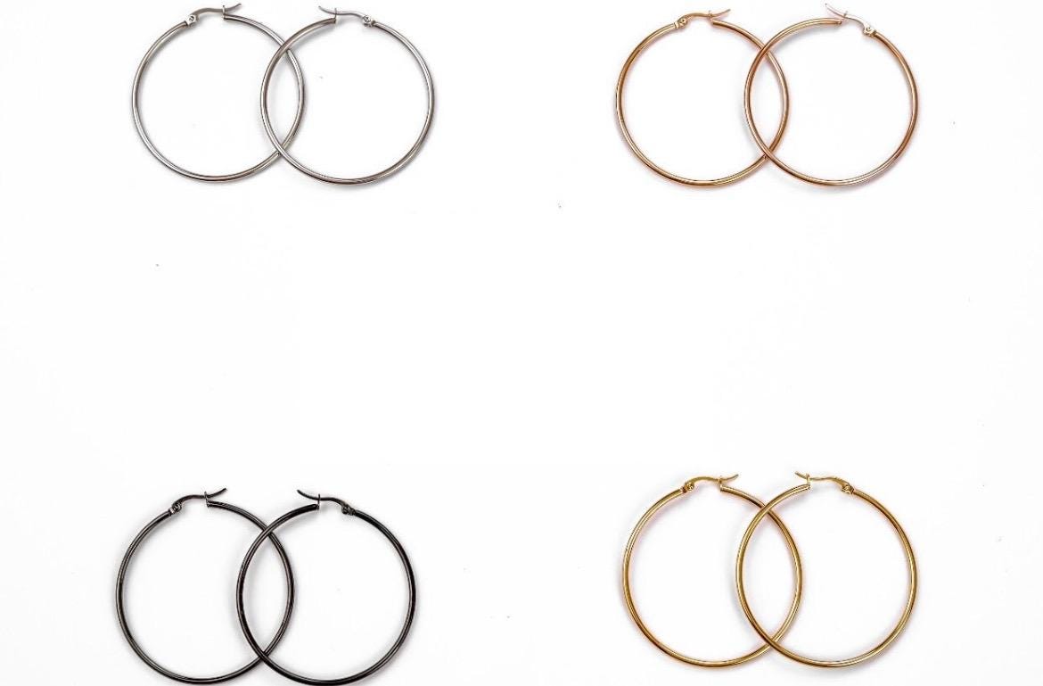 Gold Hoop Earrings with Heart