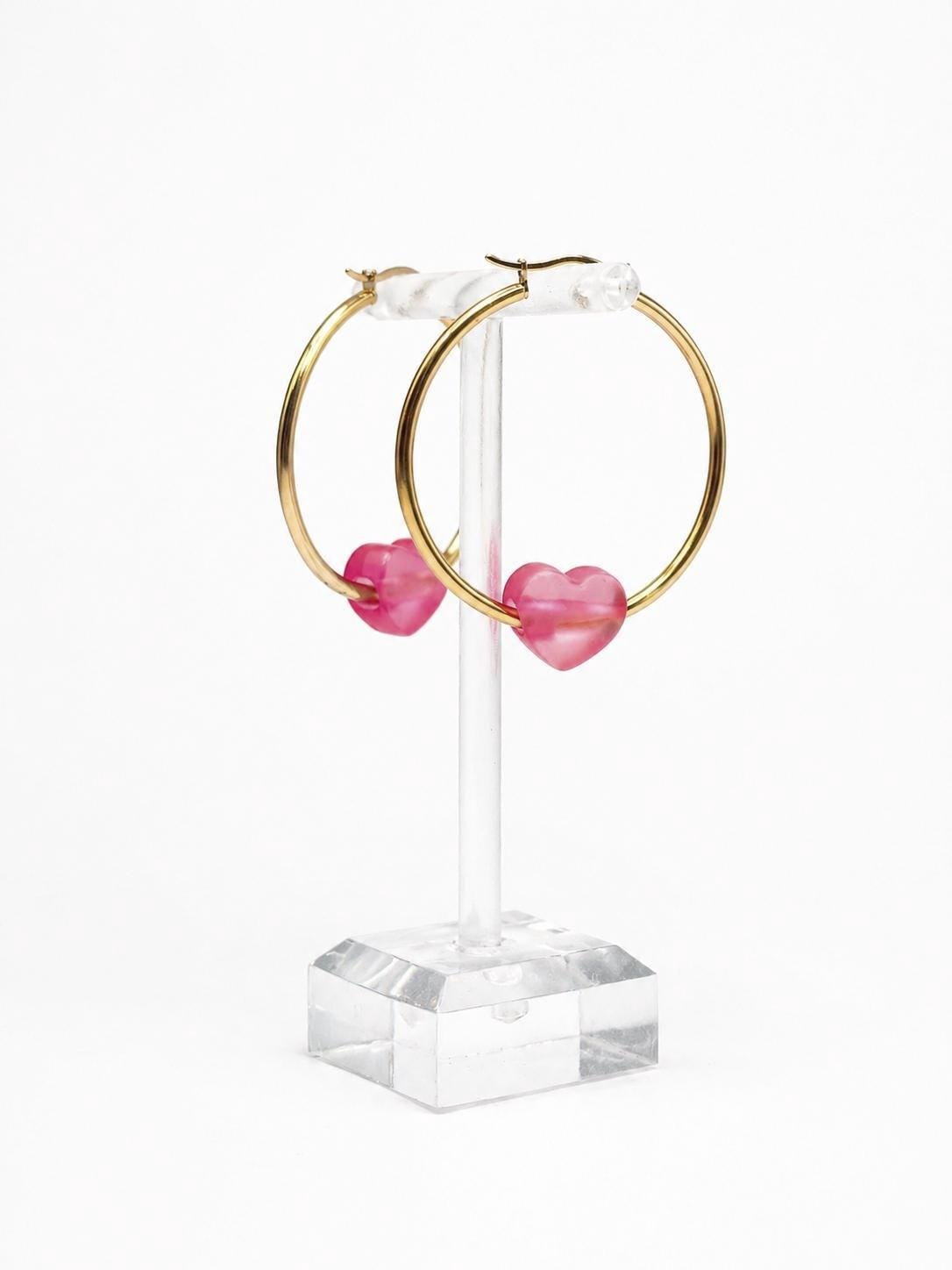 Gold Hoop Earrings with Heart
