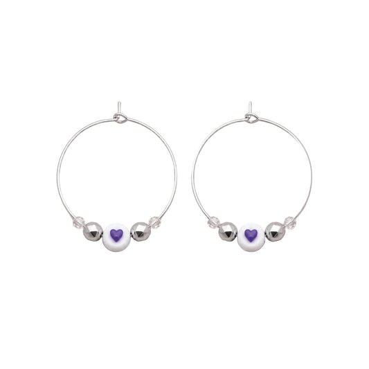 Silver Heart Hoop Earrings - Multiple Colors